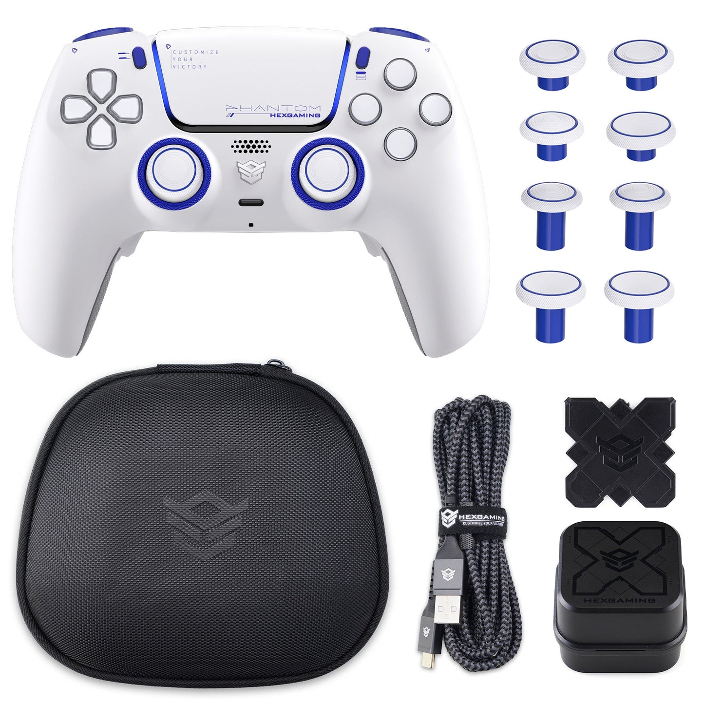 HEXGAMING PHANTOM Controller mit verstellbaren Triggern + Ladekabel + Tragetasche für PS5, PC, Mobile - 18 Styles
