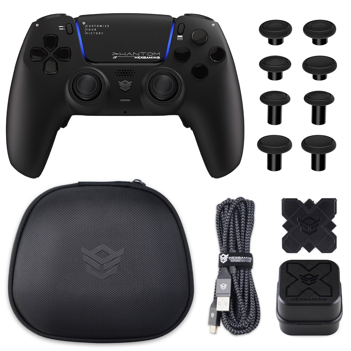 HEXGAMING PHANTOM Controller mit verstellbaren Triggern + Ladekabel + Tragetasche für PS5, PC, Mobile - 18 Styles