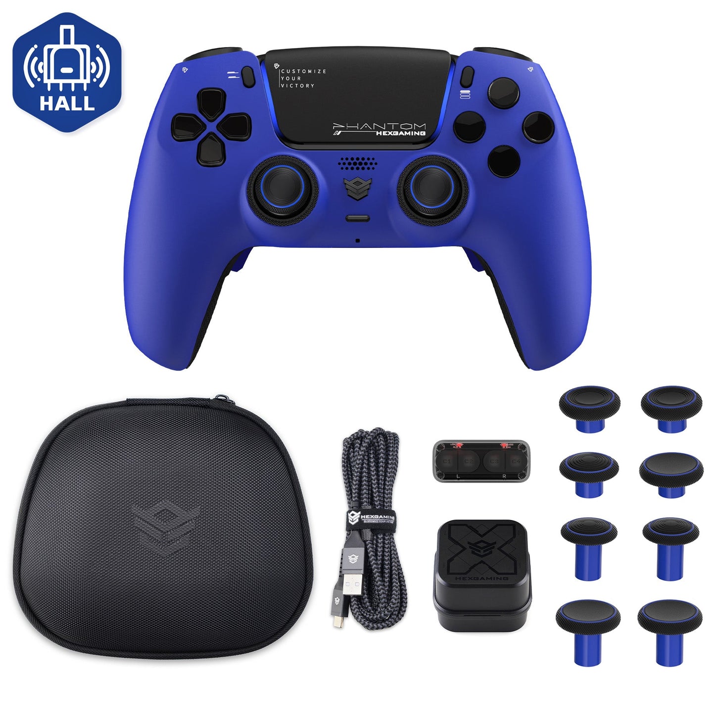 HEXGAMING PHANTOM Controller mit verstellbaren Triggern + Ladekabel + Tragetasche für PS5, PC, Mobile - 18 Styles