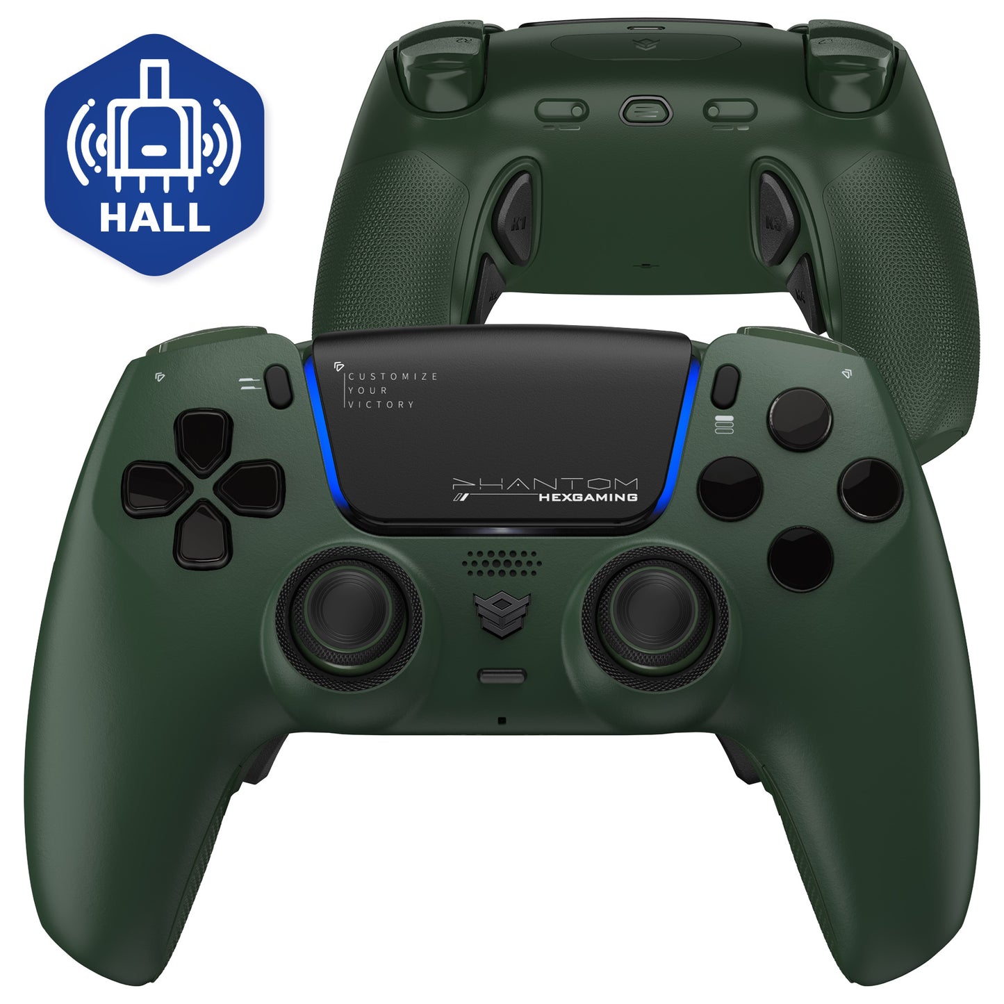 HEXGAMING PHANTOM Controller mit verstellbaren Triggern für PS5, PC, Mobile - Static-Smaragd