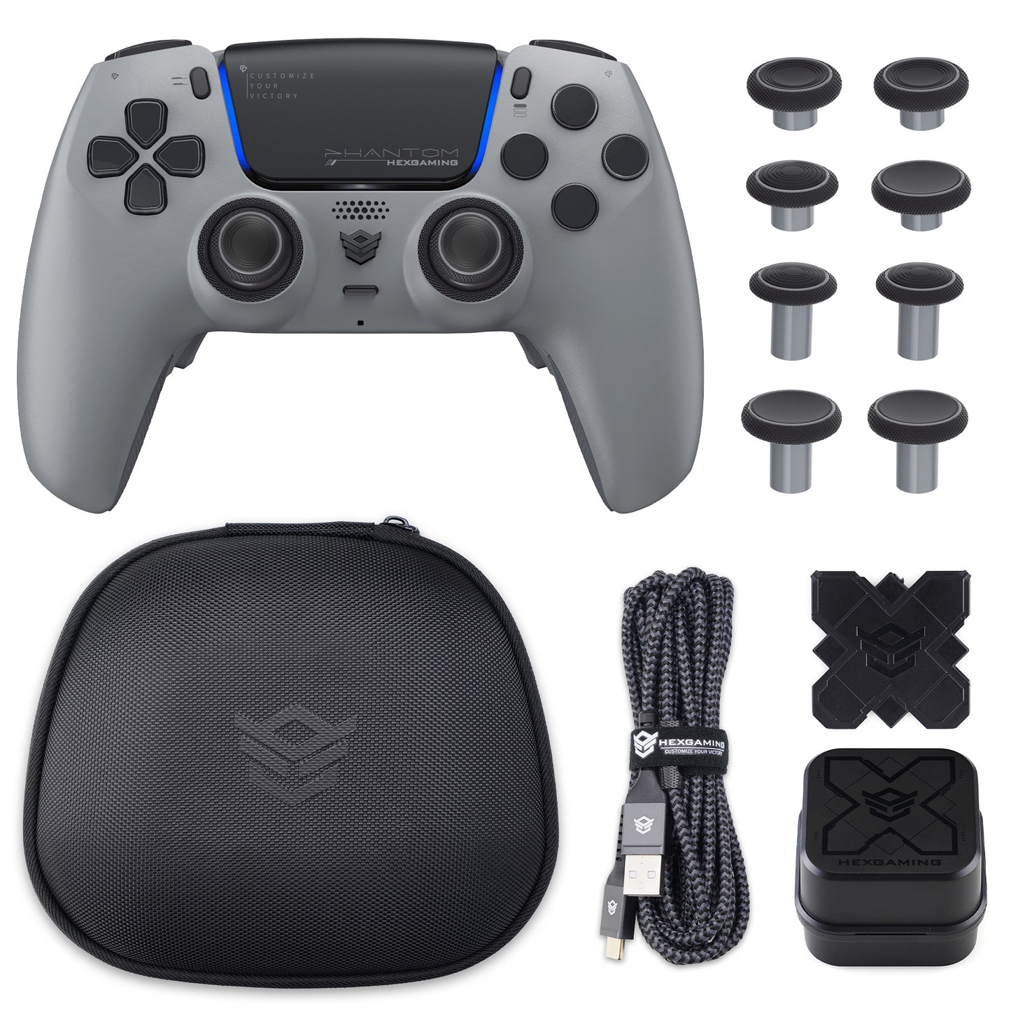 HEXGAMING PHANTOM Controller mit verstellbaren Triggern + Ladekabel + Tragetasche für PS5, PC, Mobile - 18 Styles
