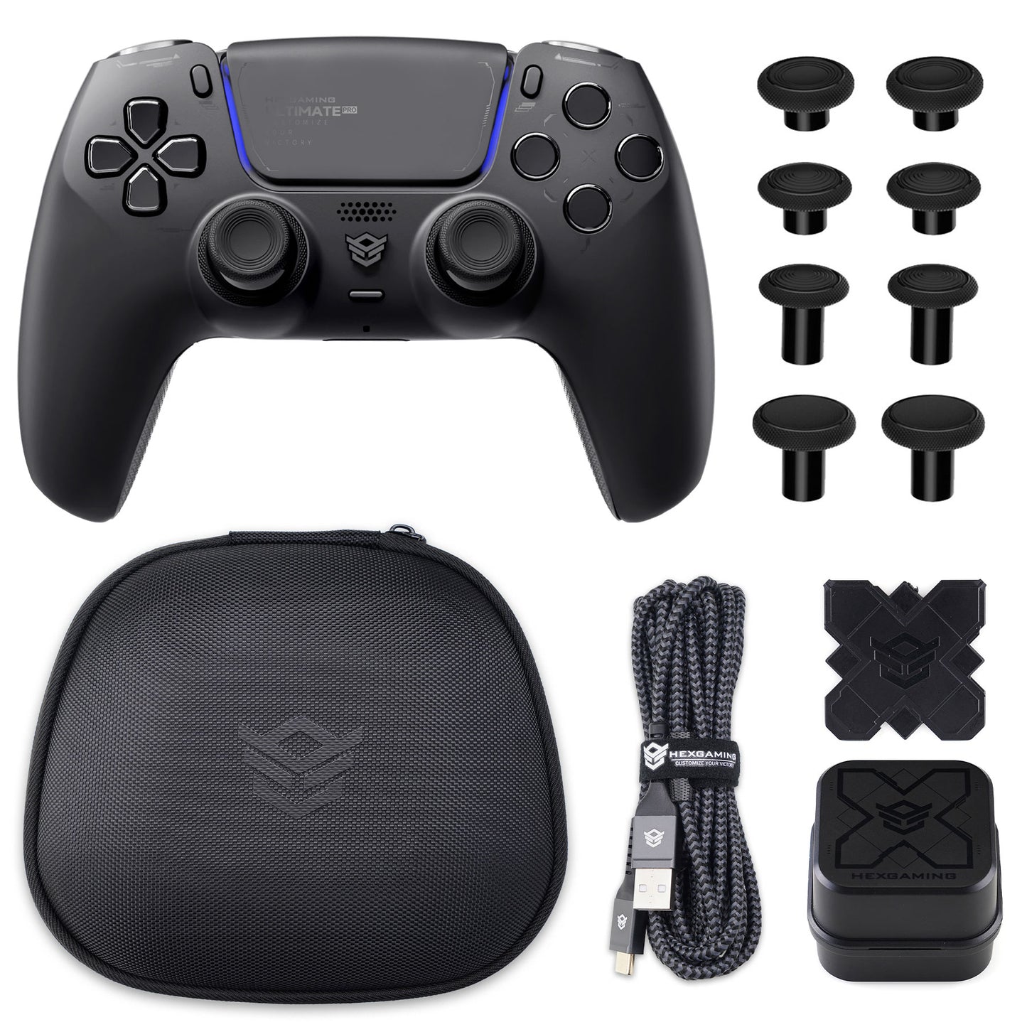 HEXGAMING ULTIMATE PRO Wireless Controller für ps5/PC/Handy, Elite Gamepad mit 4 Konfigurierte Rückpaddles & 6 Mapping Profie & Instant Triggers & 8 Swap Joysticks-4 Styles