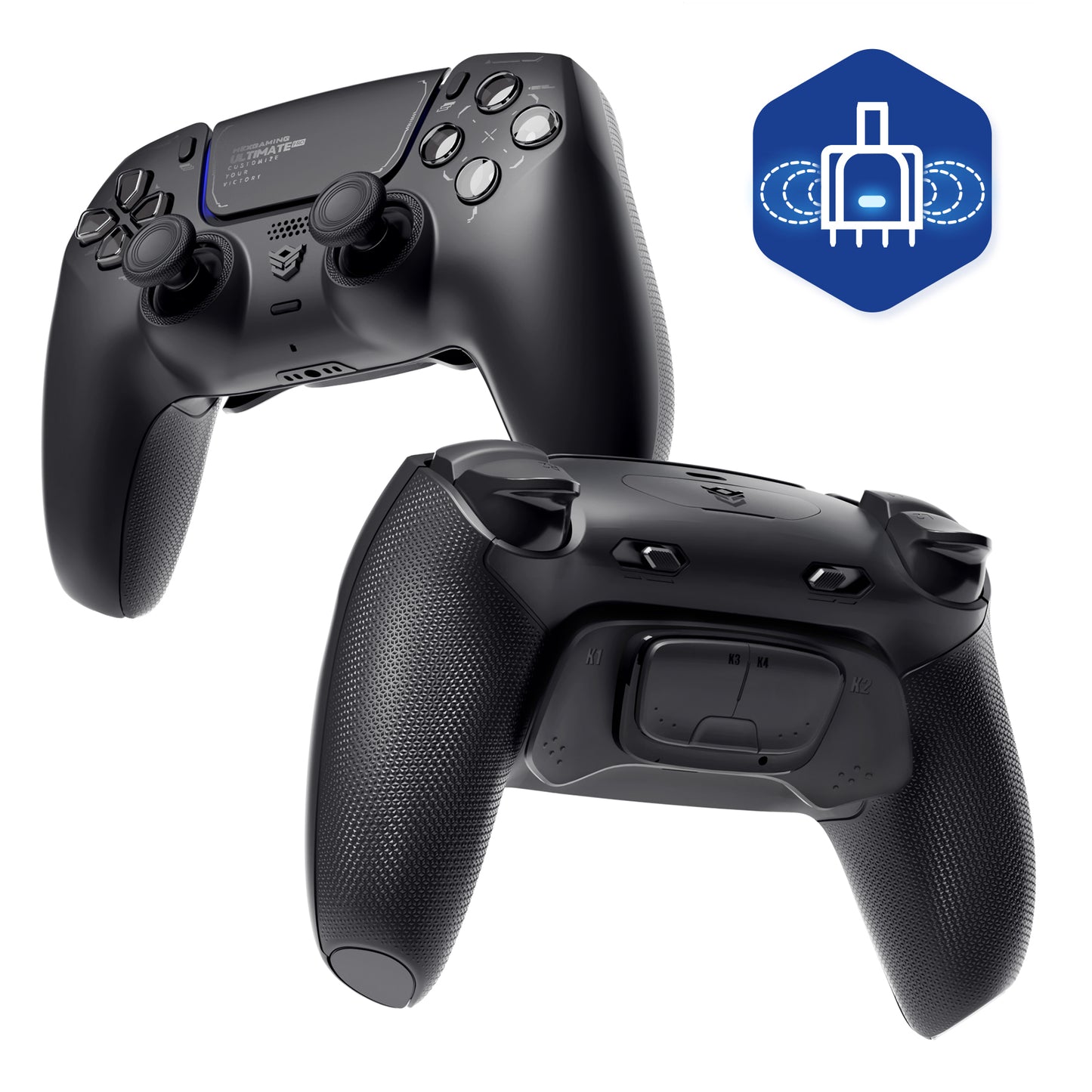 HEXGAMING ULTIMATE PRO Wireless Controller für ps5/PC/Handy, Elite Gamepad mit 4 Konfigurierte Rückpaddles & 6 Mapping Profie & Instant Triggers & 8 Swap Joysticks-Schwarz