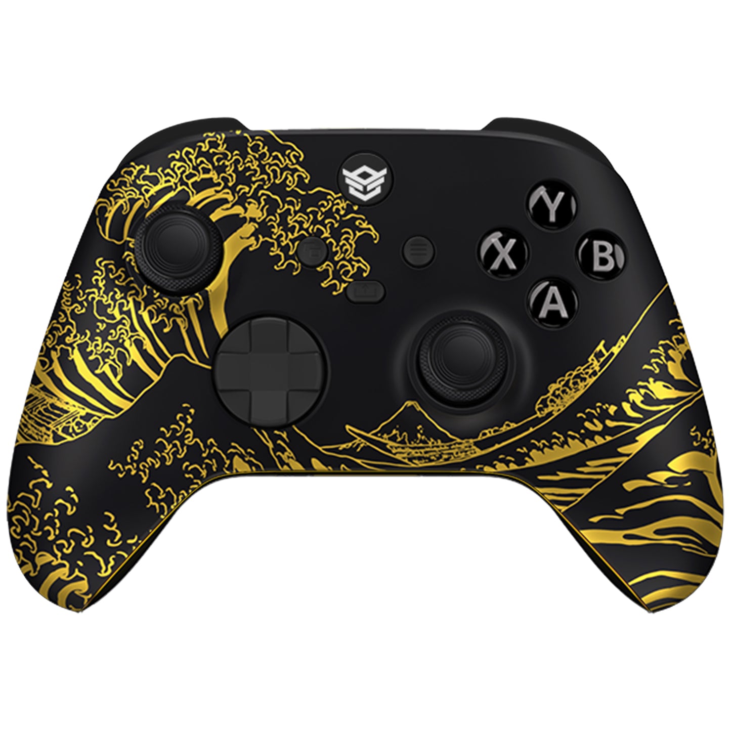 HEXGAMING ADVANCE Controller mit TMR-Joysticks und verstellbaren Triggern für XBOX, PC, Mobile - Schwarze Goldene Wellen