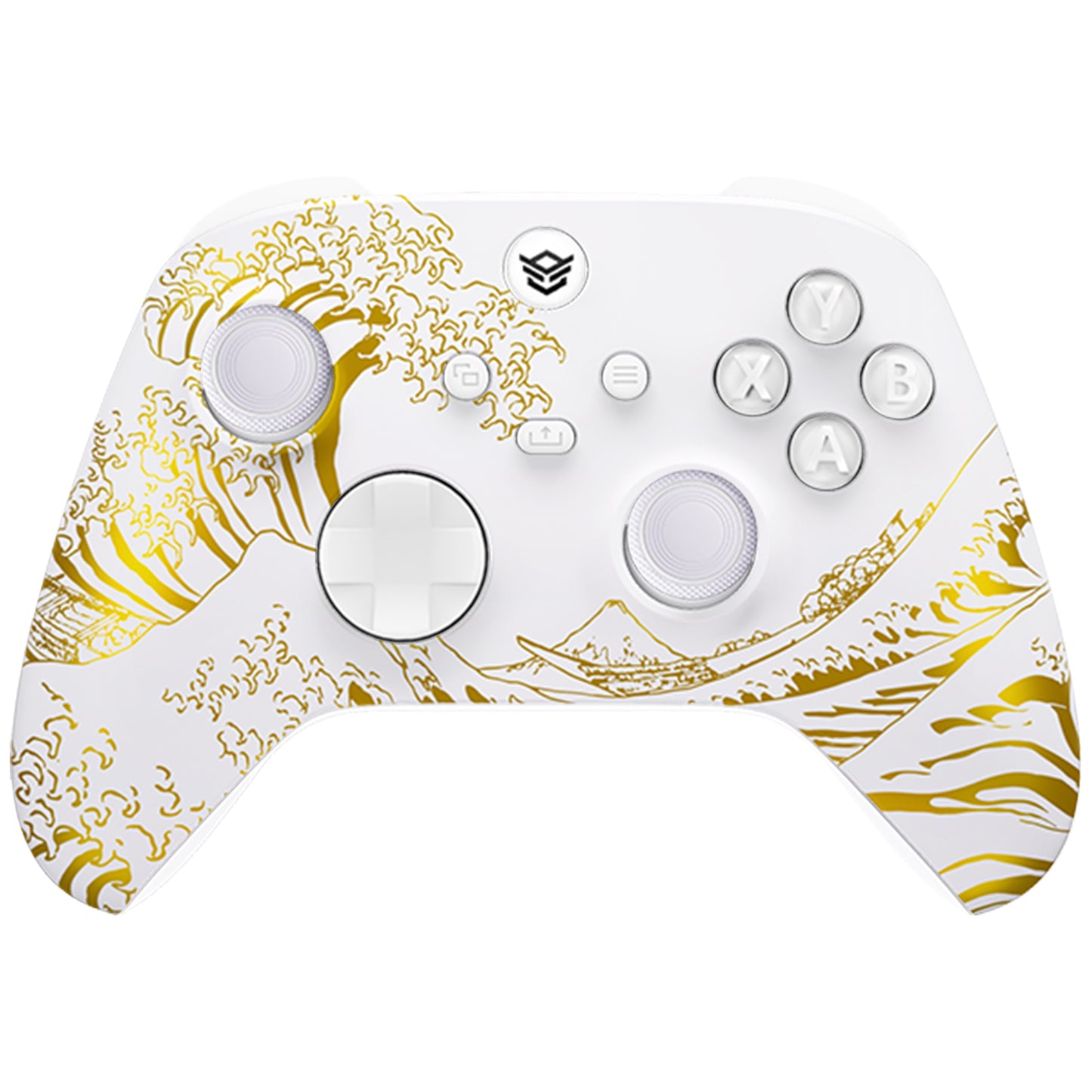 HEXGAMING ADVANCE Controller mit TMR-Joysticks und verstellbaren Triggern für XBOX, PC, Mobile - Weiße Goldene Wellen