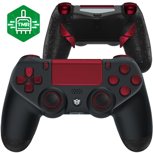 HEXGAMING NEW EDGE Controller mit TMR-Joysticks für PS4, PC, Mobile - Schwarz Rot