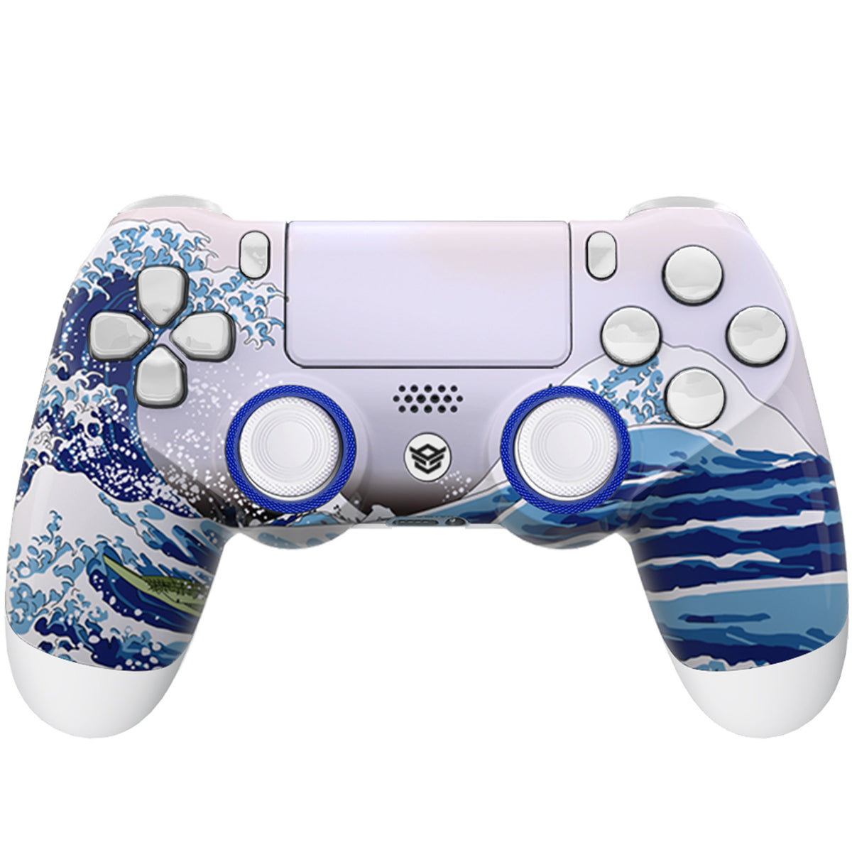 HEXGAMING NEW EDGE Controller mit TMR-Joysticks für PS4, PC, Mobile - Die Große Welle Chamäleon Lila Blau