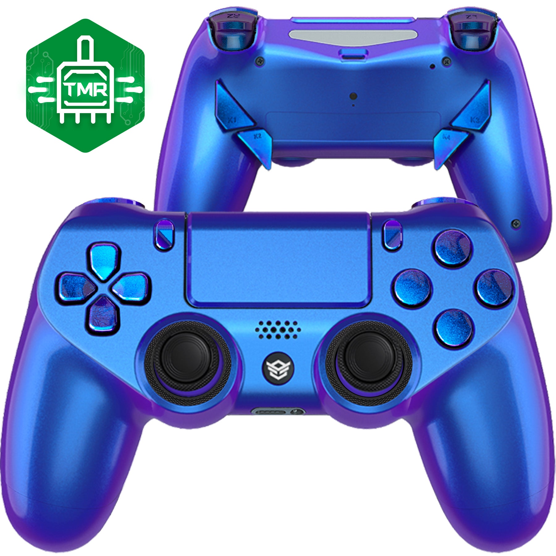 HEXGAMING NEW EDGE Controller mit TMR-Joysticks für PS4, PC, Mobile - Chamäleon Lila Blau