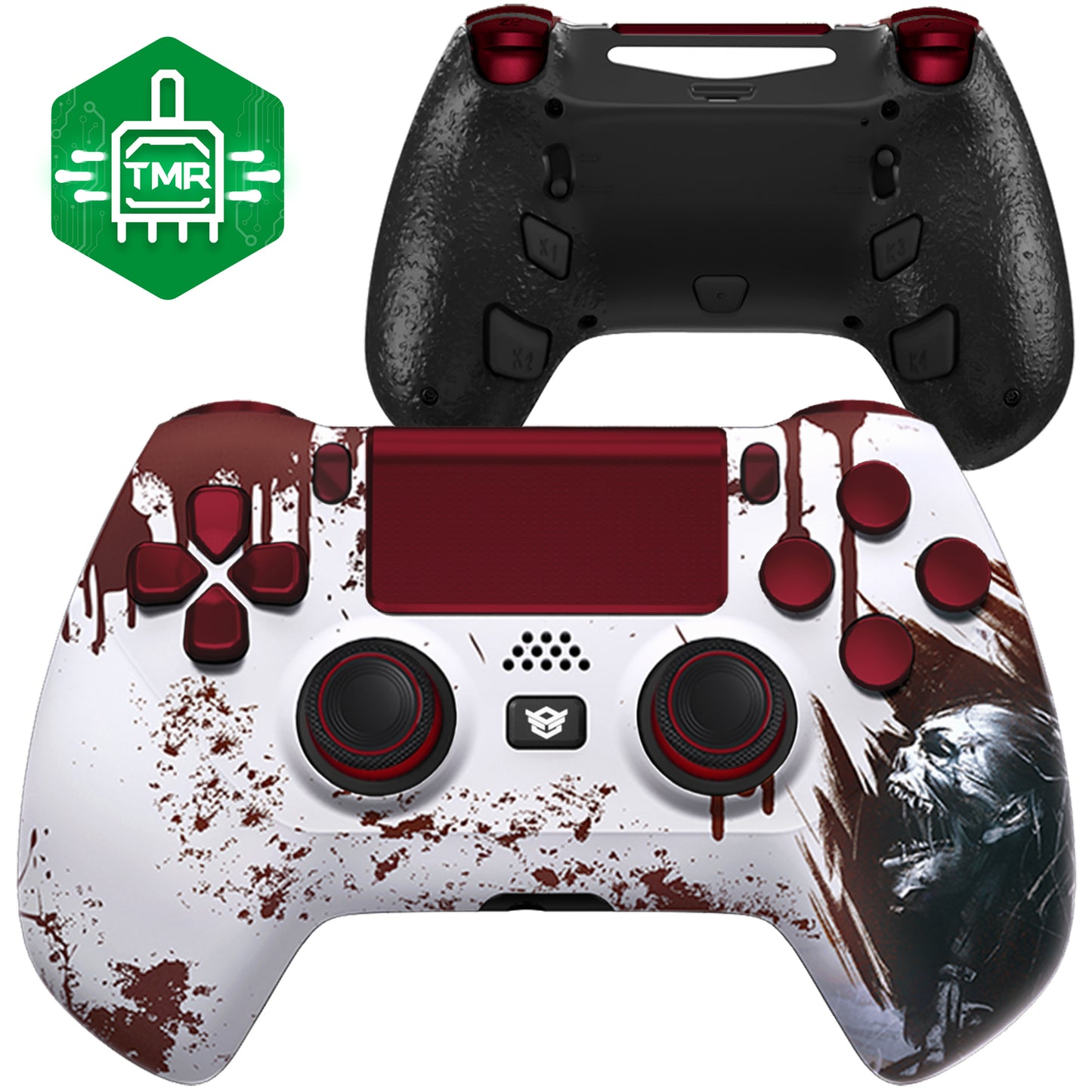 HEXGAMING HYPER Controller mit TMR-Joysticks für PS4, PC, Mobile - Blut Zombie