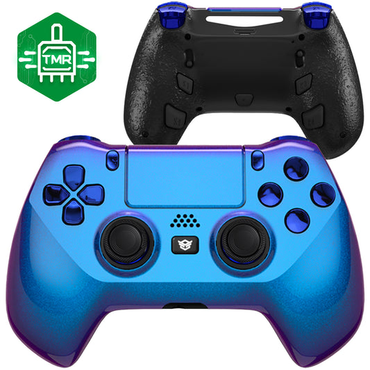 HEXGAMING HYPER Controller mit TMR-Joysticks für PS4, PC, Mobile- Chamäleon Chrom Blau