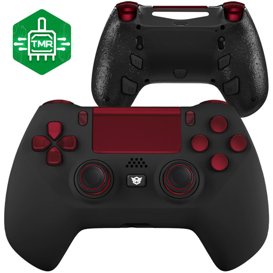 HEXGAMING HYPER Controller mit TMR-Joysticks für PS4, PC, Mobile - Schwarz Rot