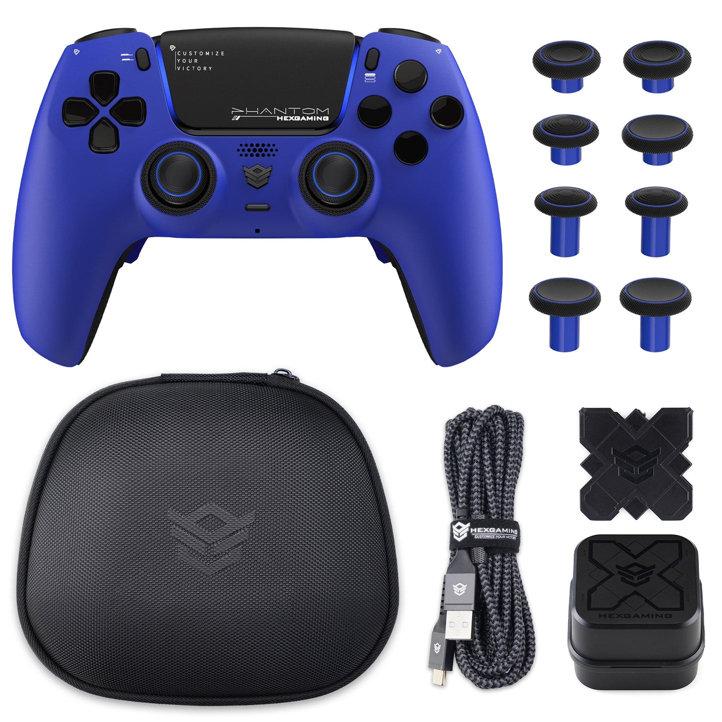 HEXGAMING PHANTOM Controller mit verstellbaren Triggern + Ladekabel + Tragetasche für PS5, PC, Mobile - 18 Styles
