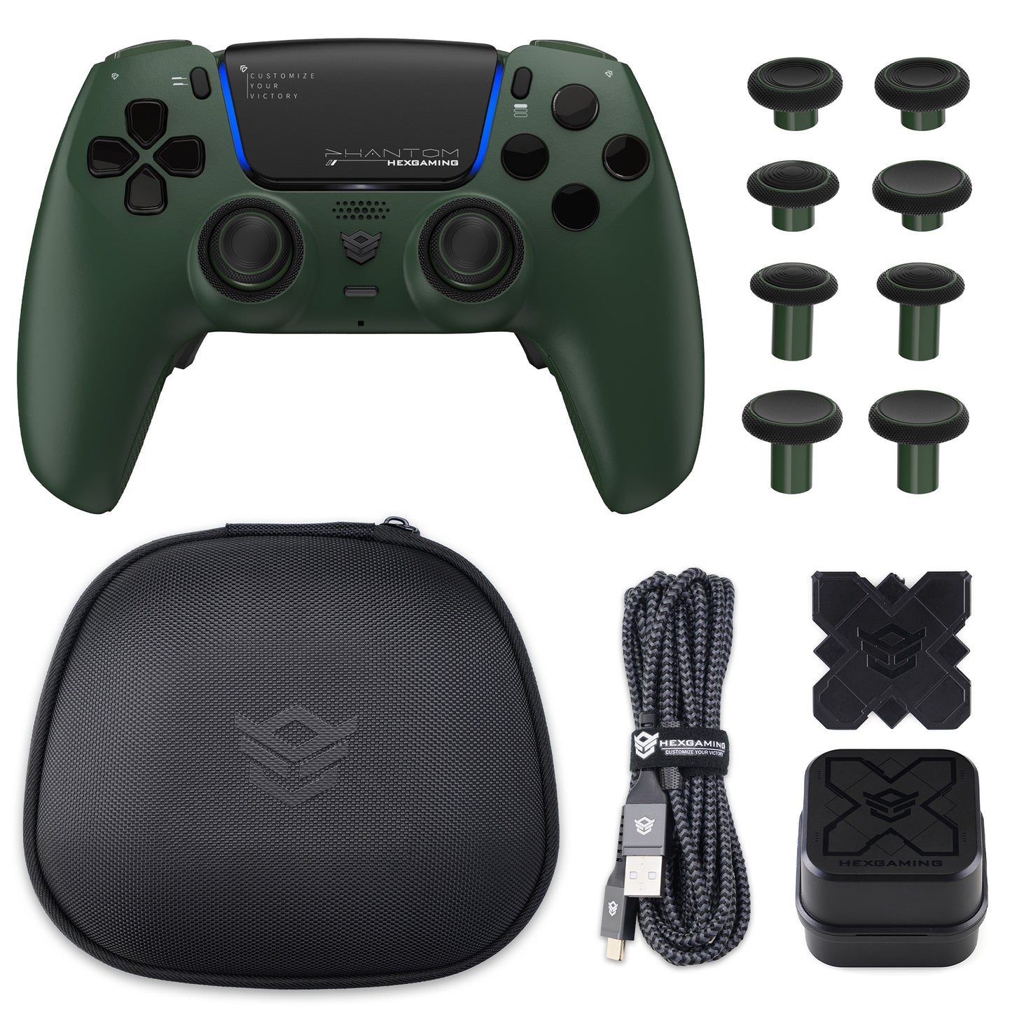 HEXGAMING PHANTOM Controller mit verstellbaren Triggern + Ladekabel + Tragetasche für PS5, PC, Mobile - 18 Styles