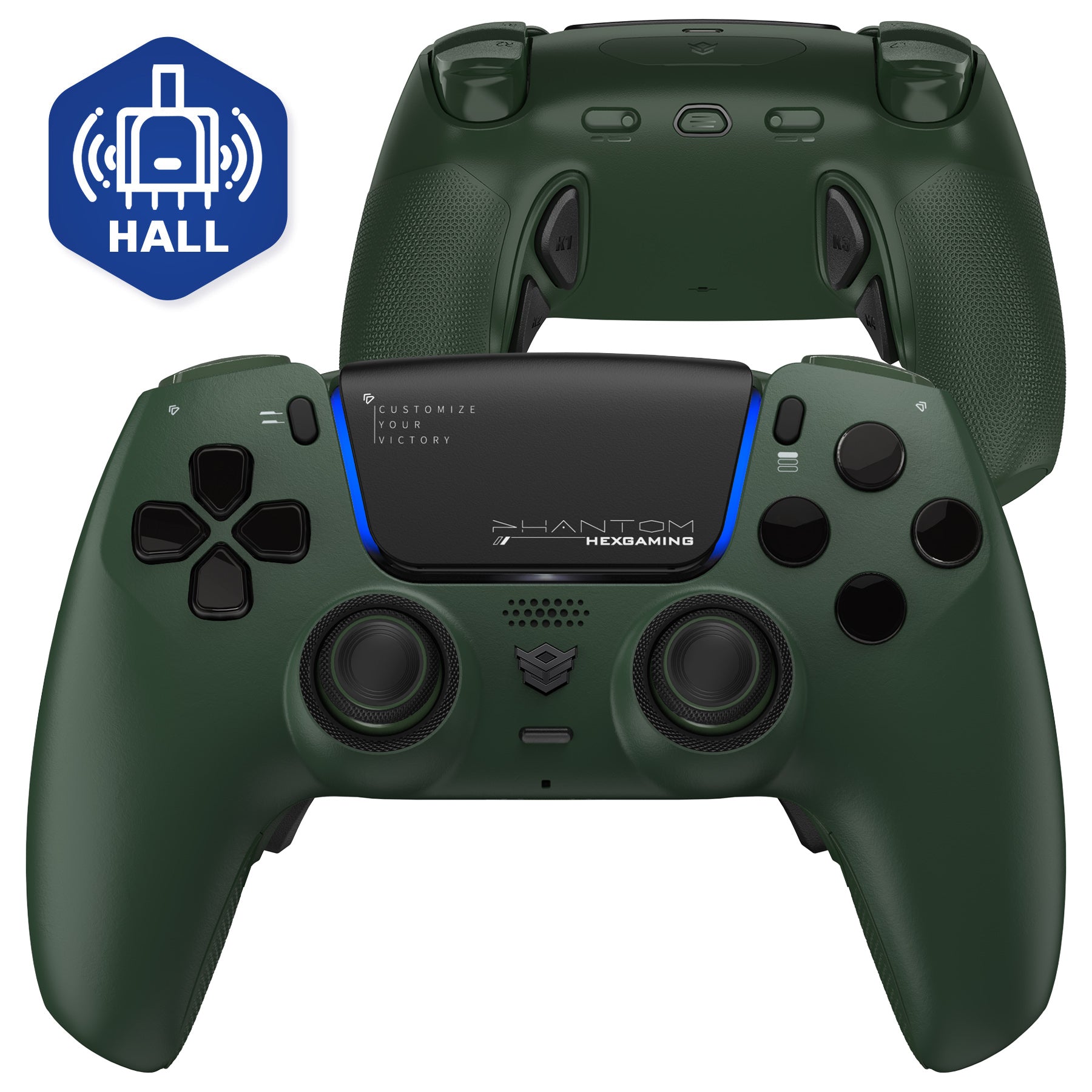 HEXGAMING PHANTOM Controller mit verstellbaren Triggern für PS5, PC, Mobile - Static-Smaragd