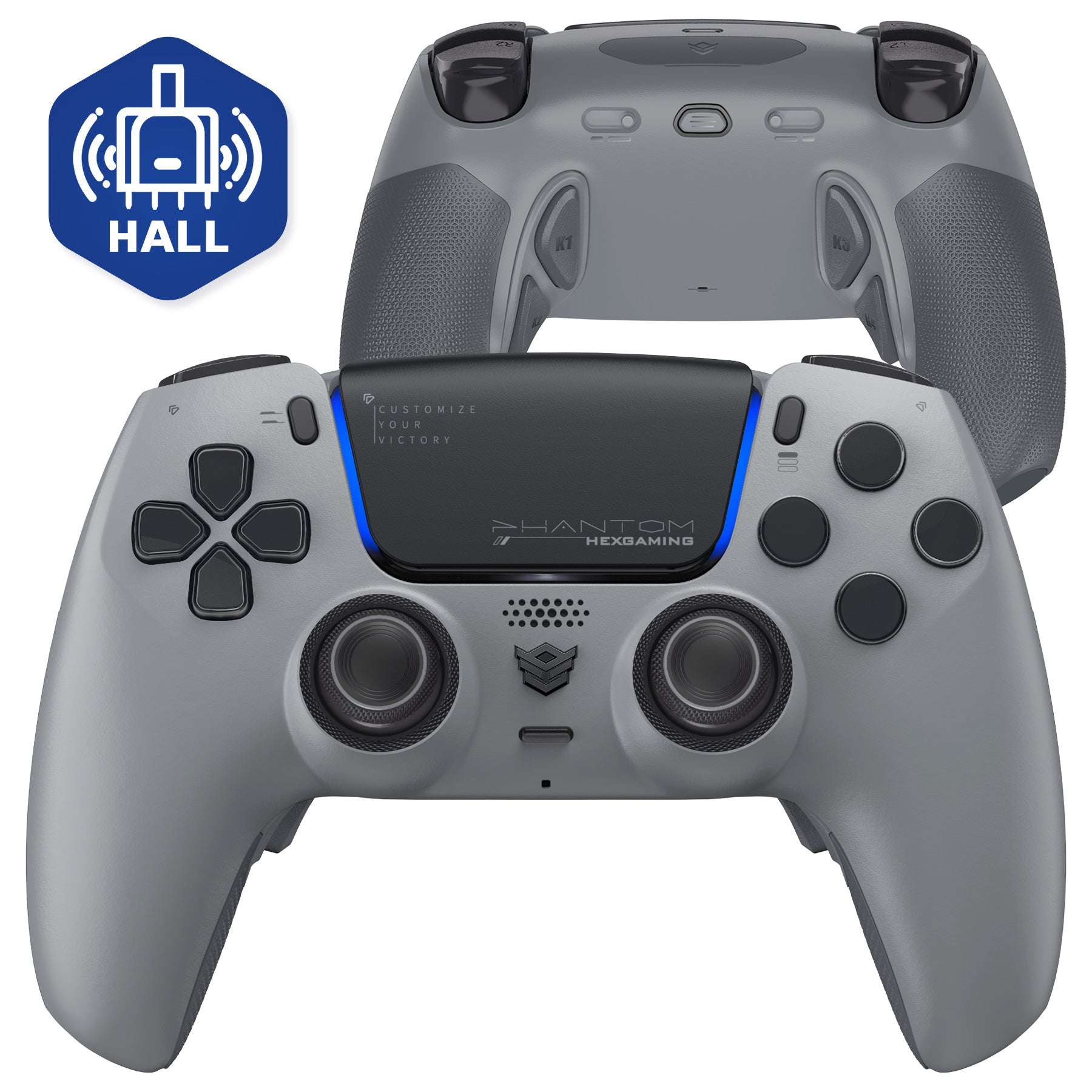 HEXGAMING PHANTOM Controller mit verstellbaren Triggern für PS5, PC, Mobile - 1994-Grau