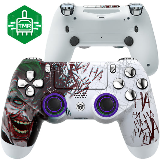 HEXGAMING NEW SPIKE Controller mit TMR-Joysticks für PS4, PC, Mobile- Clown Chrom Silber