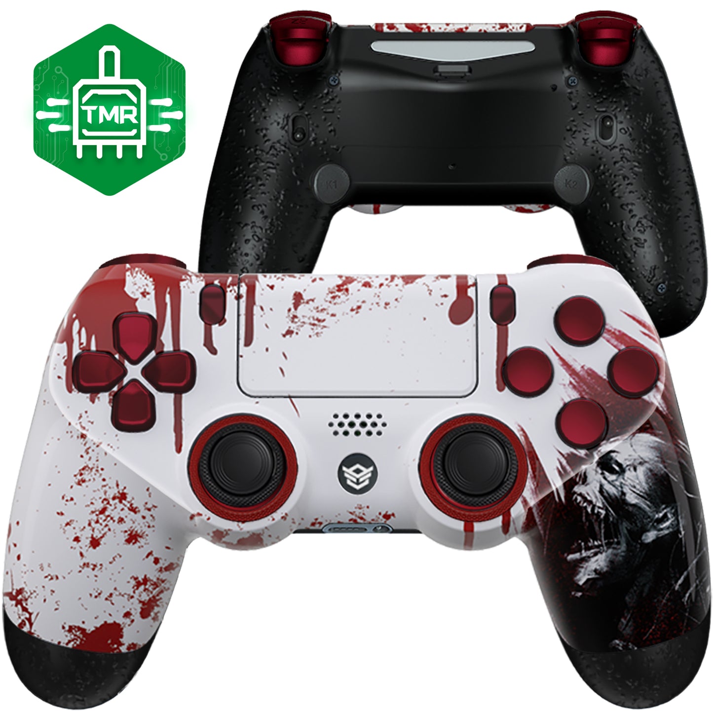 HEXGAMING NEW SPIKE Controller mit TMR-Joysticks für PS4, PC, Mobile- Blut Zombie