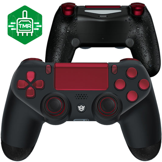HEXGAMING NEW SPIKE Controller mit TMR-Joysticks für PS4, PC, Mobile- Schwarz Rot