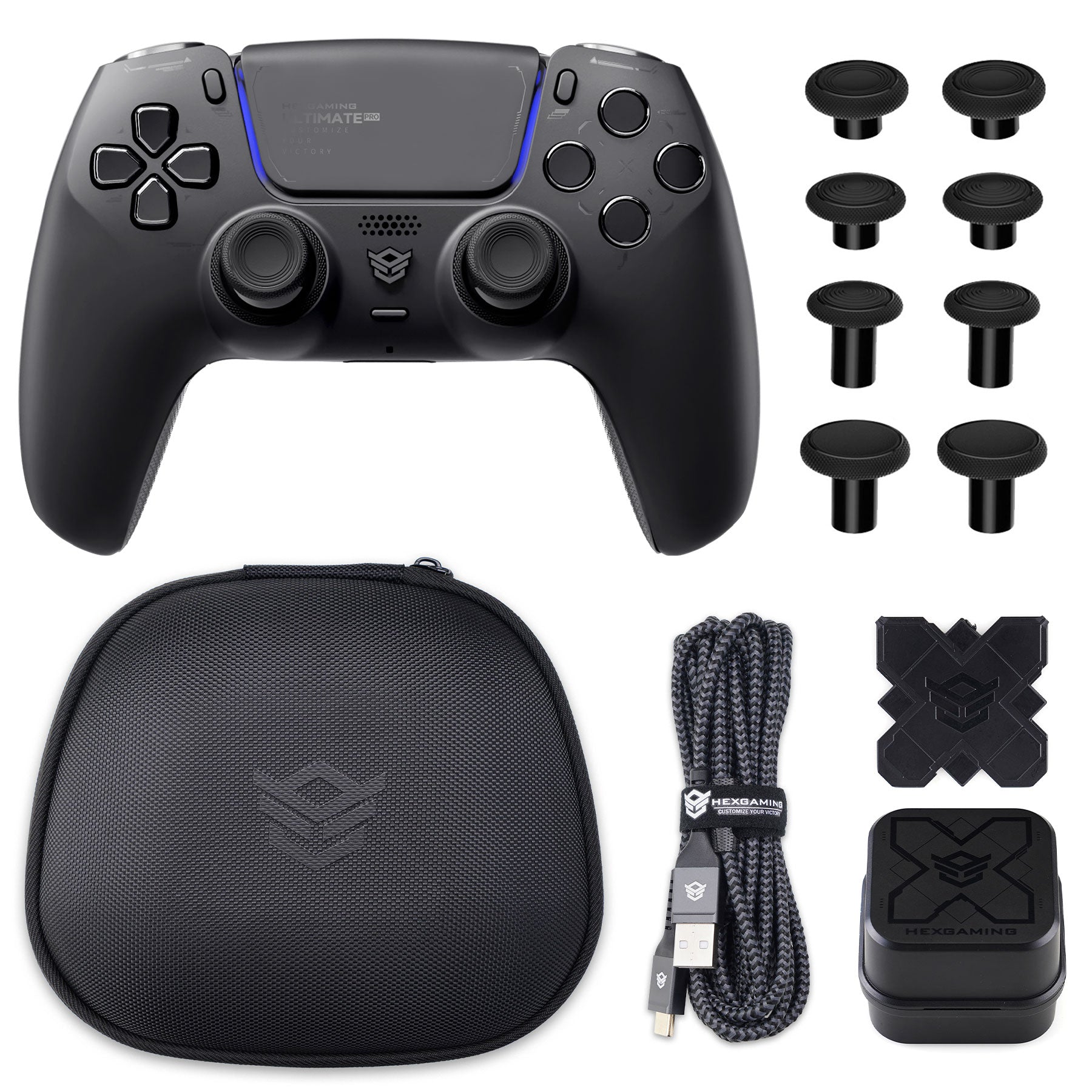 HEXGAMING ULTIMATE PRO Wireless Controller für ps5/PC/Handy, Elite Gamepad mit 4 Konfigurierte Rückpaddles & 6 Mapping Profie & Instant Triggers & 8 Swap Joysticks-4 Styles