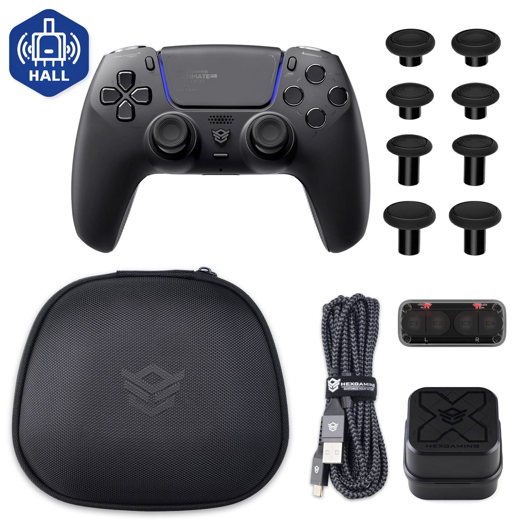 HEXGAMING ULTIMATE PRO Wireless Controller für ps5/PC/Handy, Elite Gamepad mit 4 Konfigurierte Rückpaddles & 6 Mapping Profie & Instant Triggers & 8 Swap Joysticks-4 Styles