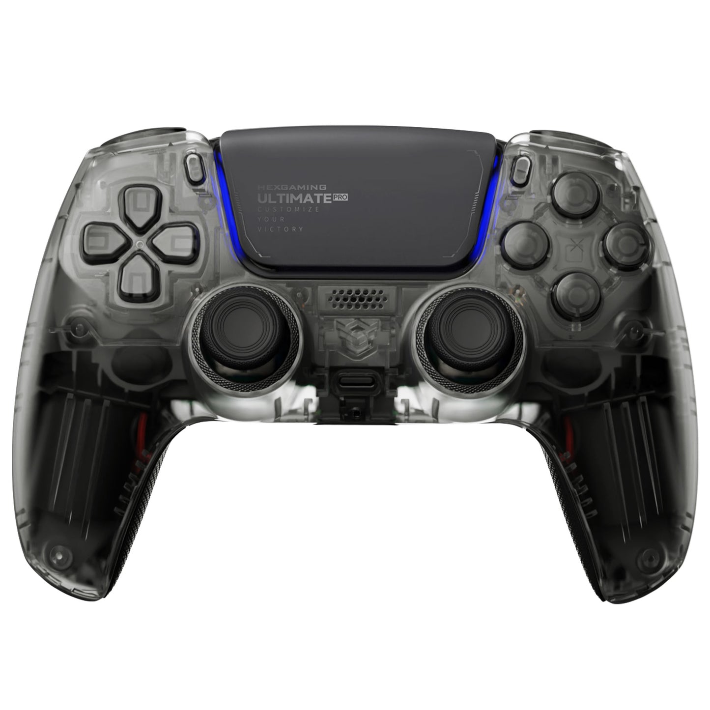 HEXGAMING ULTIMATE PRO Controller mit verstellbaren Triggern für PS5, PC, Mobile - Transparent Schwarz