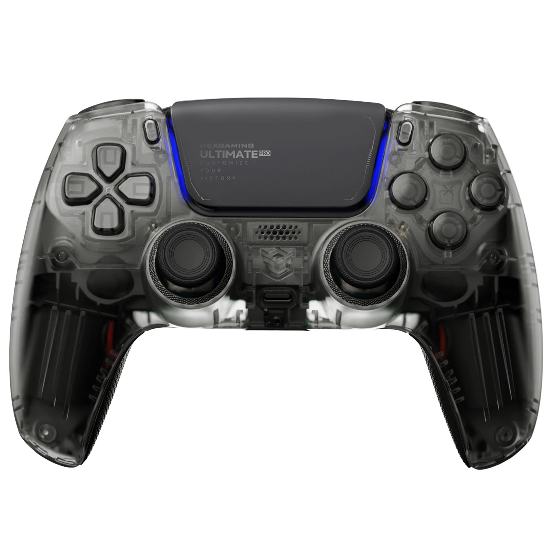 HEXGAMING ULTIMATE PRO Controller mit verstellbaren Triggern für PS5, PC, Mobile - Transparent Schwarz