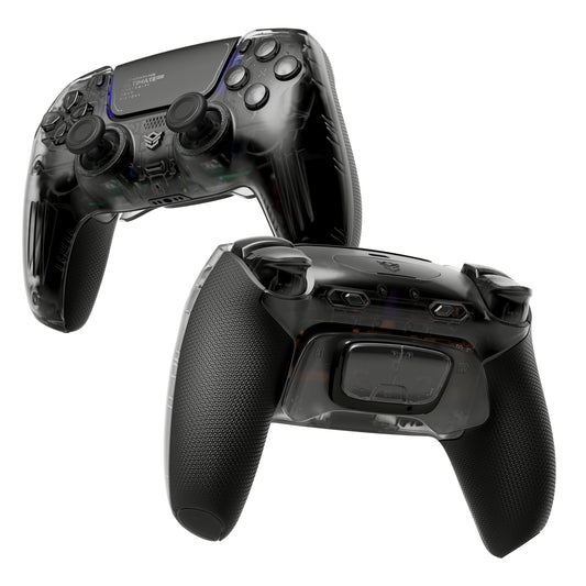 HEXGAMING ULTIMATE PRO Wireless Controller für ps5/PC/Handy, Elite Gamepad mit 4 Konfigurierte Rückpaddles & 6 Mapping Profie & Instant Triggers & 8 Swap Joysticks-Transparent Schwarz