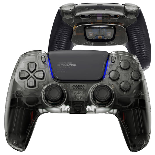 HEXGAMING ULTIMATE PRO Controller mit verstellbaren Triggern für PS5, PC, Mobile - Transparent Schwarz