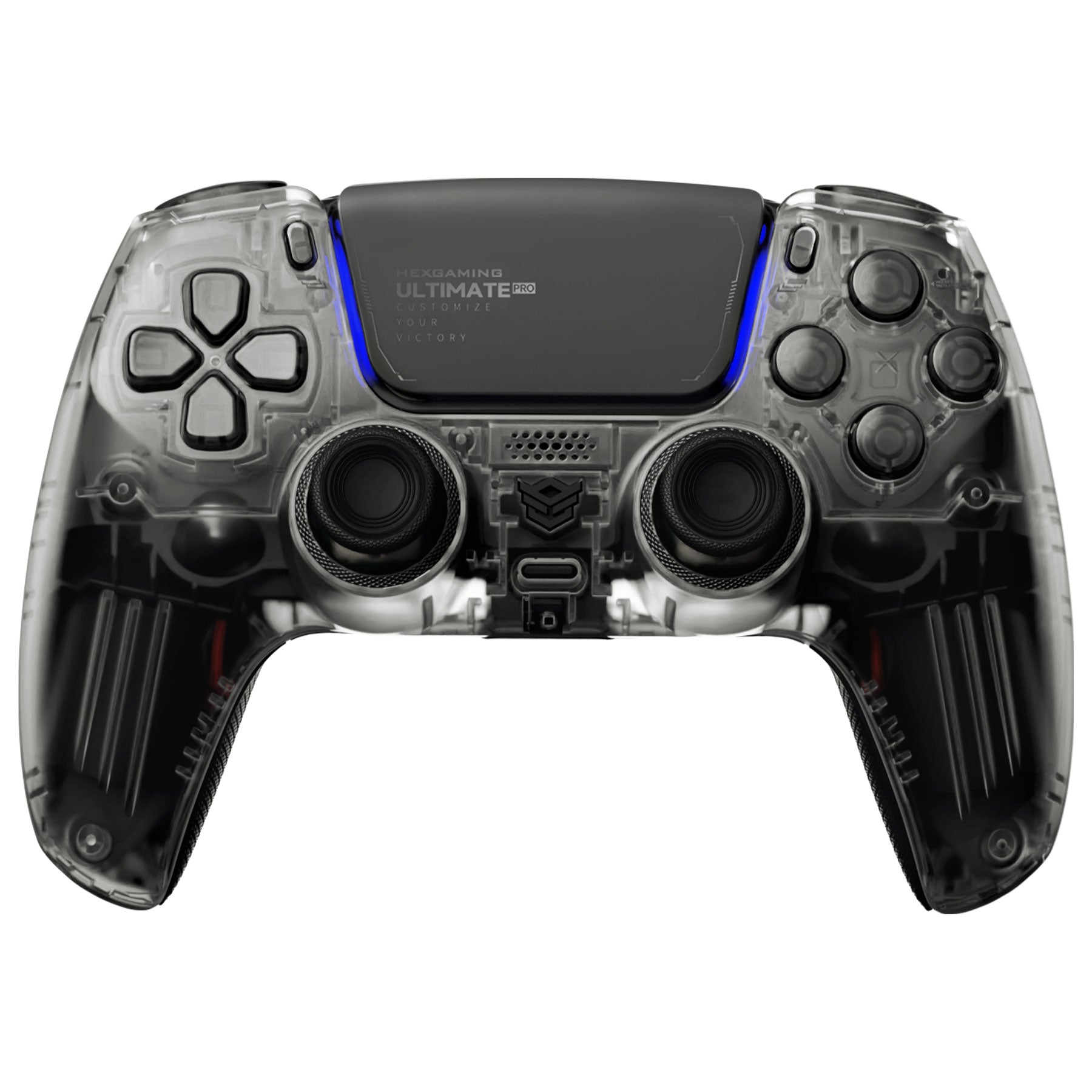 HEXGAMING ULTIMATE PRO Wireless Controller für ps5/PC/Handy, Elite Gamepad mit 4 Konfigurierte Rückpaddles & 6 Mapping Profie & Instant Triggers & 8 Swap Joysticks-Transparent Schwarz