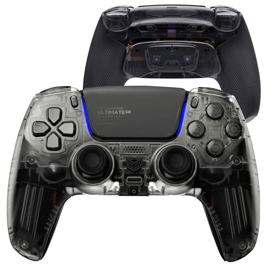 HEXGAMING ULTIMATE PRO Wireless Controller für ps5/PC/Handy, Elite Gamepad mit 4 Konfigurierte Rückpaddles & 6 Mapping Profie & Instant Triggers & 8 Swap Joysticks-Transparent Schwarz
