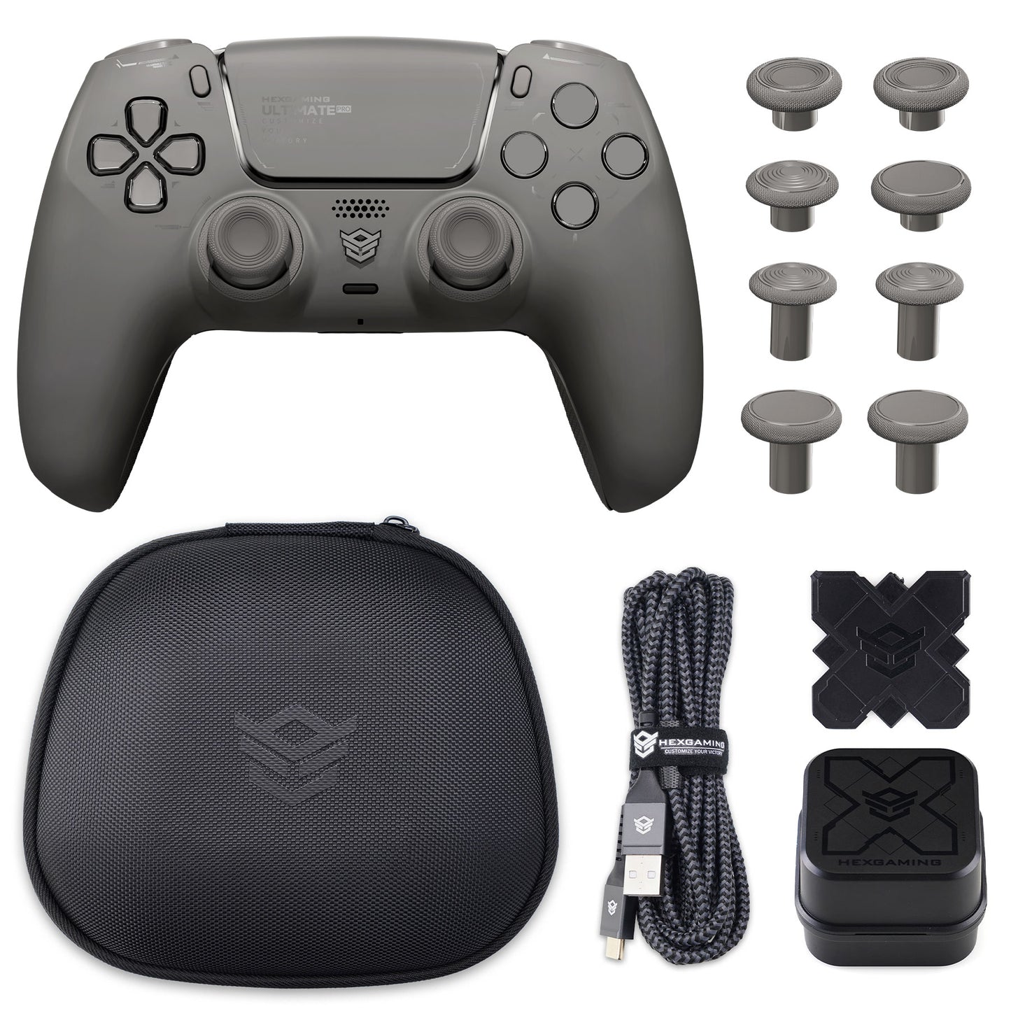 HEXGAMING ULTIMATE PRO Controller mit verstellbaren Triggern + Ladekabel + Tragetasche für PS5, PC, Mobile - 6 Styles